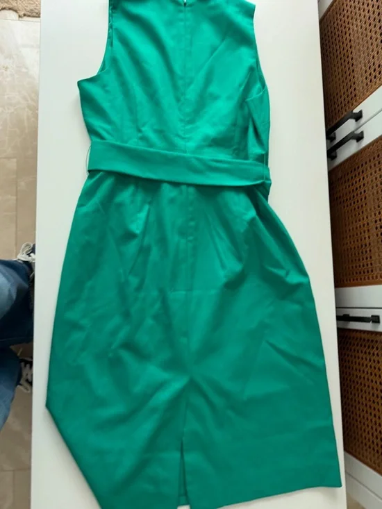 J. Crew Emerald Green Sleeveless Belted Retro Green Midi Dress | NWT - Picture 4 of 5